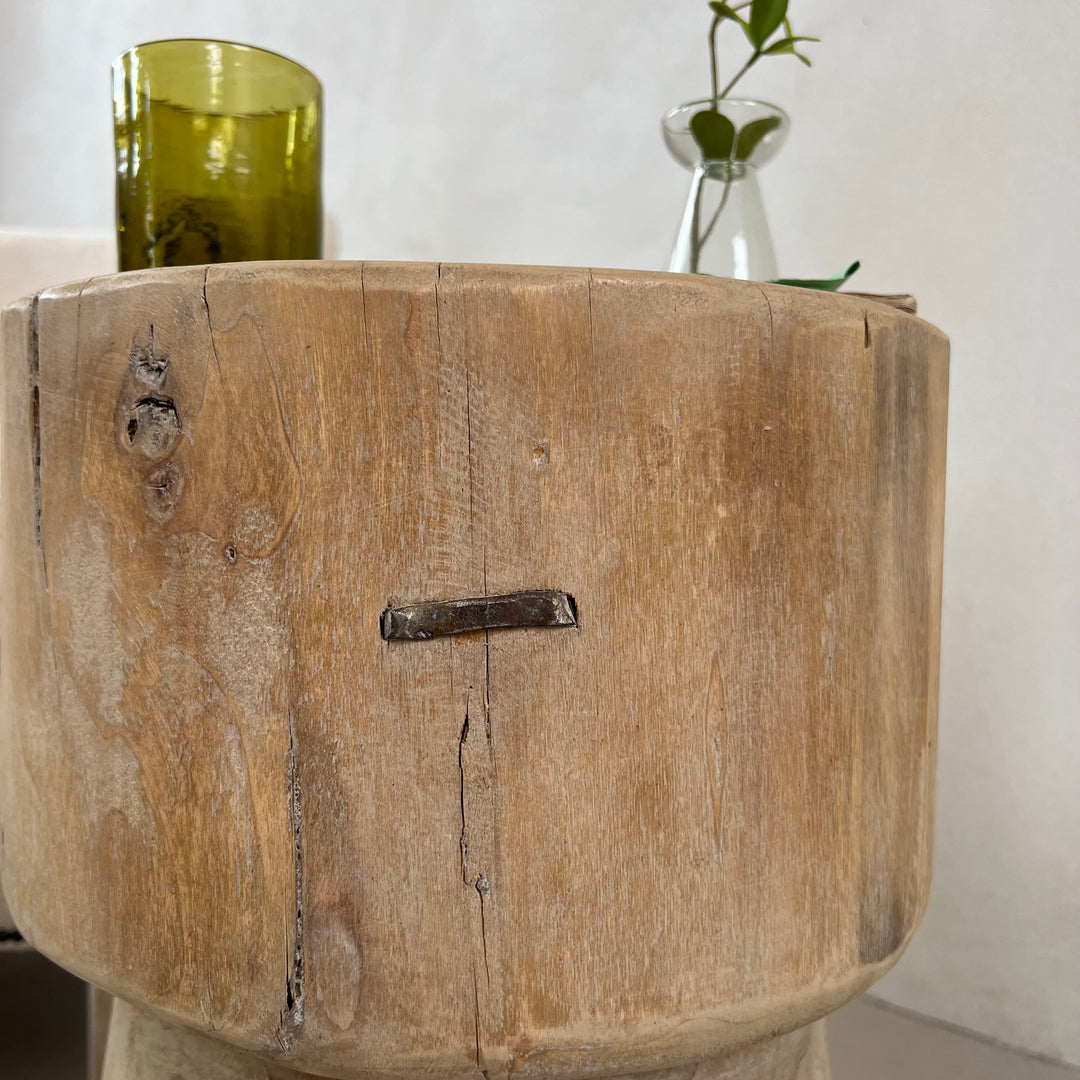 Reclaimed Wood Round Side Table | Gracie