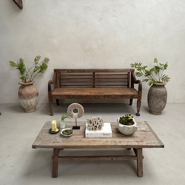 Large antique hand carved wooden bench | Rupert