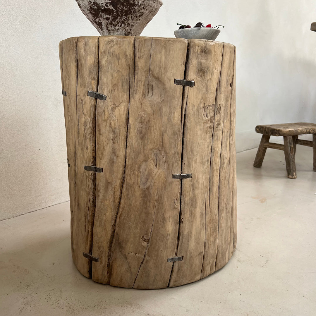 Salvaged Wood Tree Stump Side Table