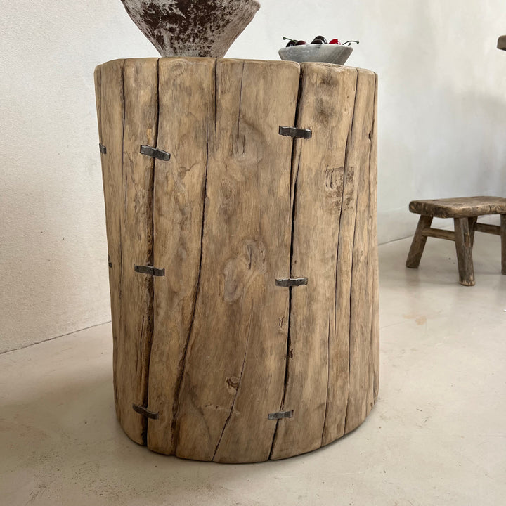 Salvaged Wood Tree Stump Side Table