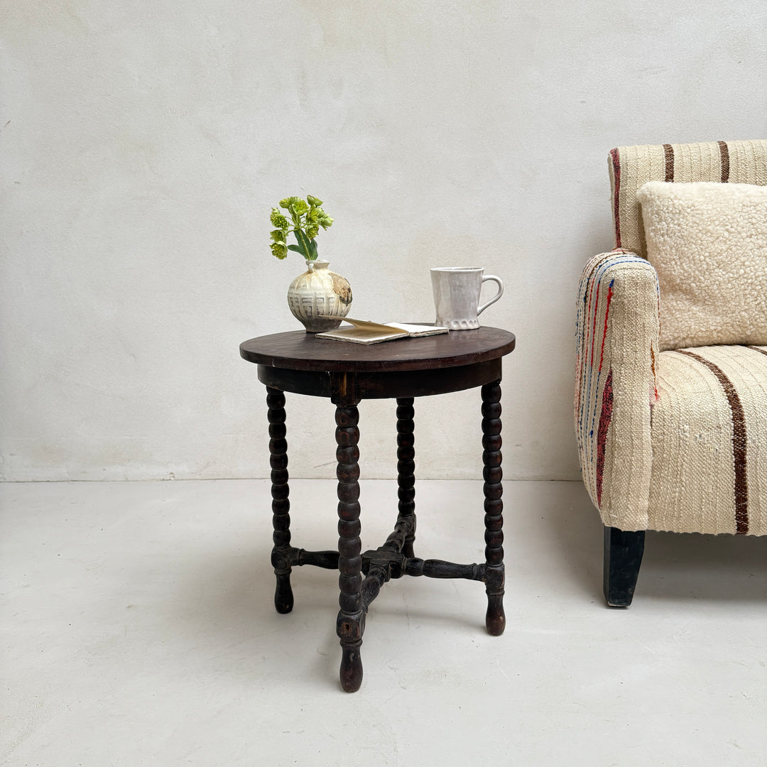 Vintage Dark Wood Bobbin Table