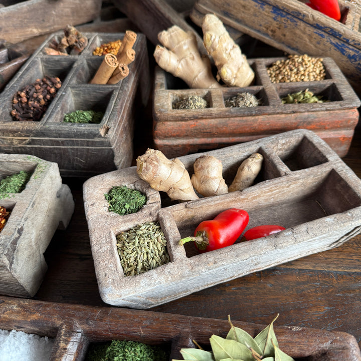 Rustic Antique Wooden Spice Tray