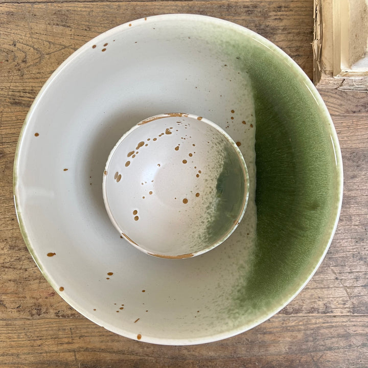 Green + White Splatter Bowl