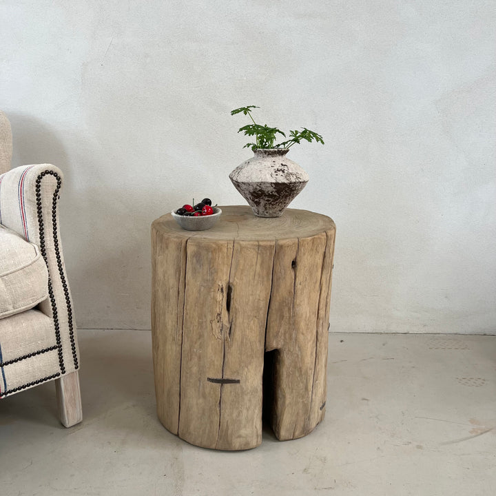 Salvaged Wood Tree Stump Side Table