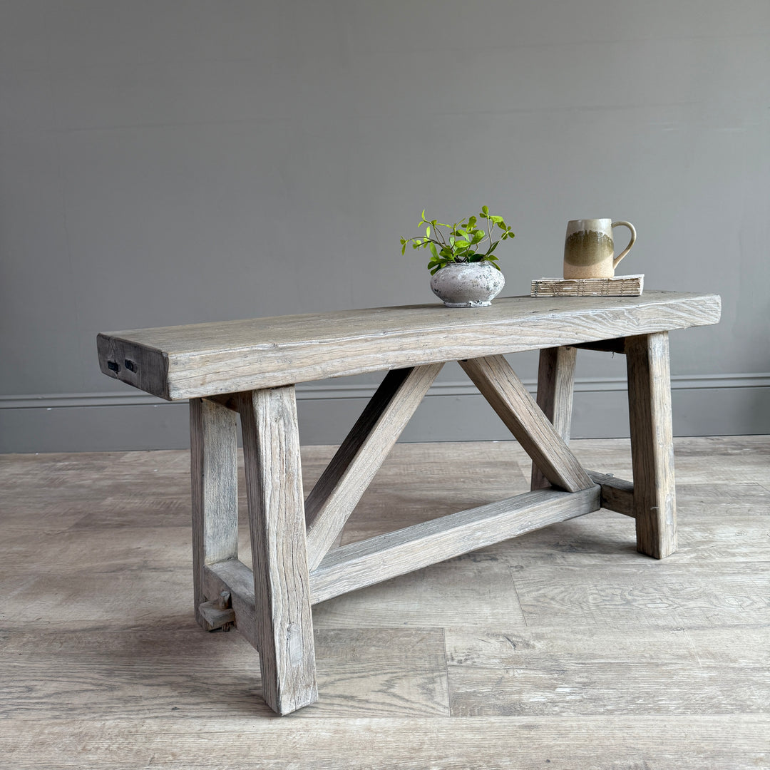 Reclaimed Rustic Elm Bench | Cambridge