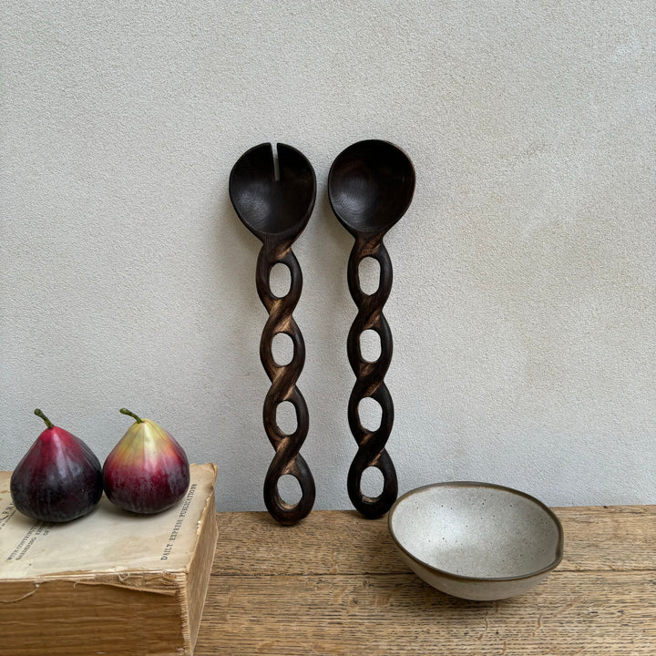 Dark Wood Salad Servers