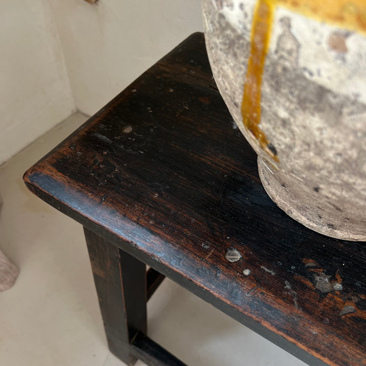 Antique Dark Teak Utility Hallway Bench | Yuni