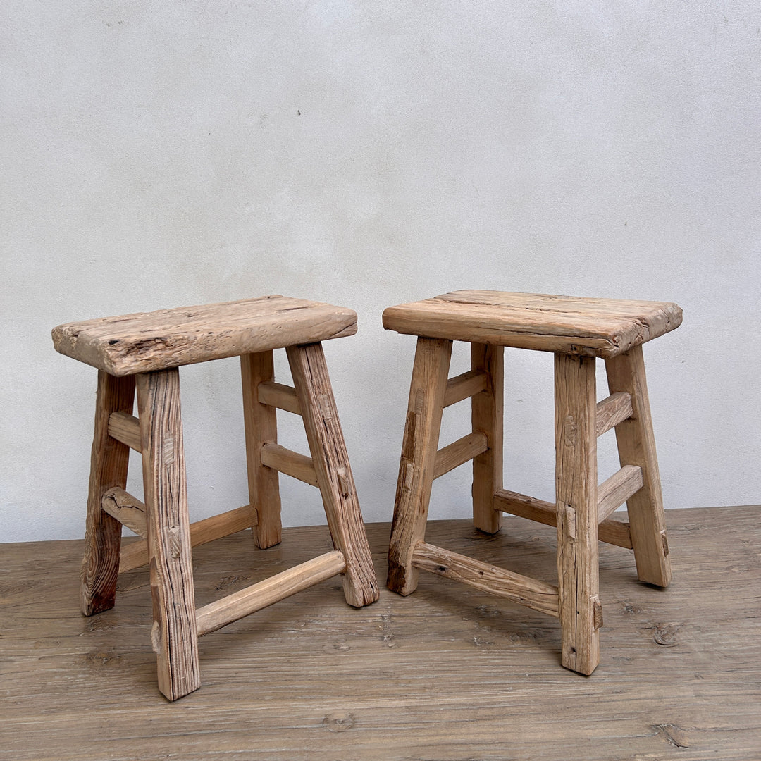 Rustic Wood Antique Stool |Chatsworth