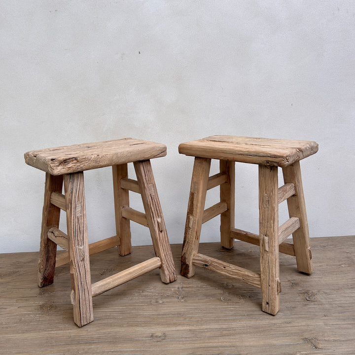 Rustic Wood Antique Stool |Chatsworth