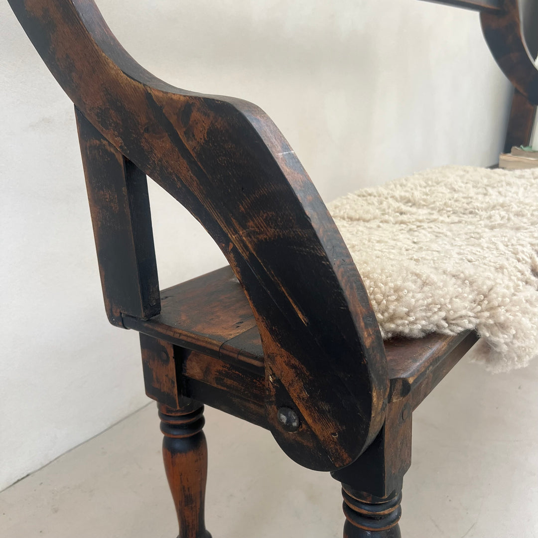 Vintage Dark Pine Church Bench | Ophelia