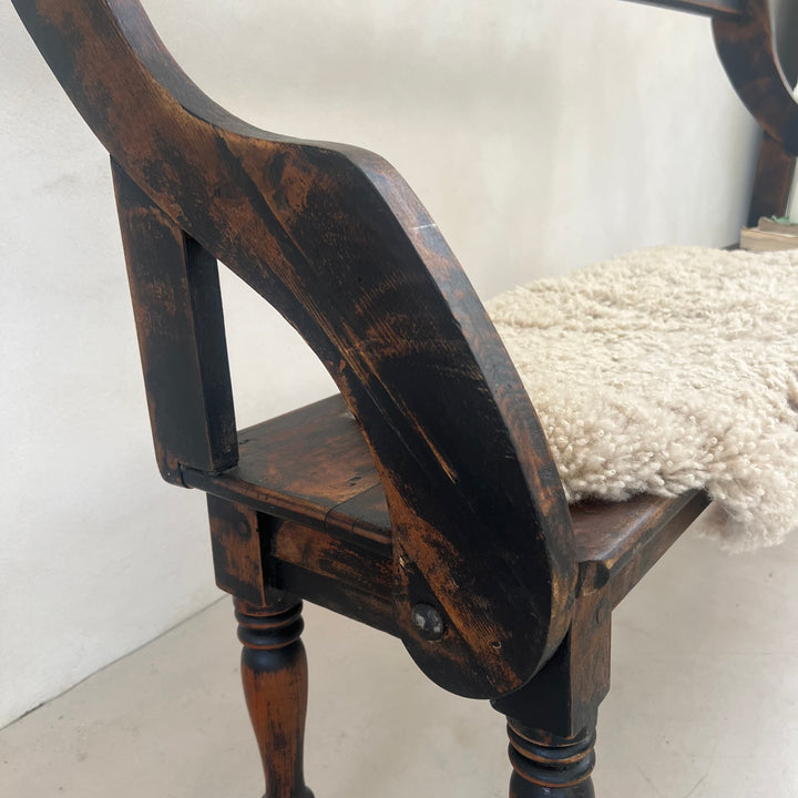 Vintage Dark Pine Church Bench | Ophelia