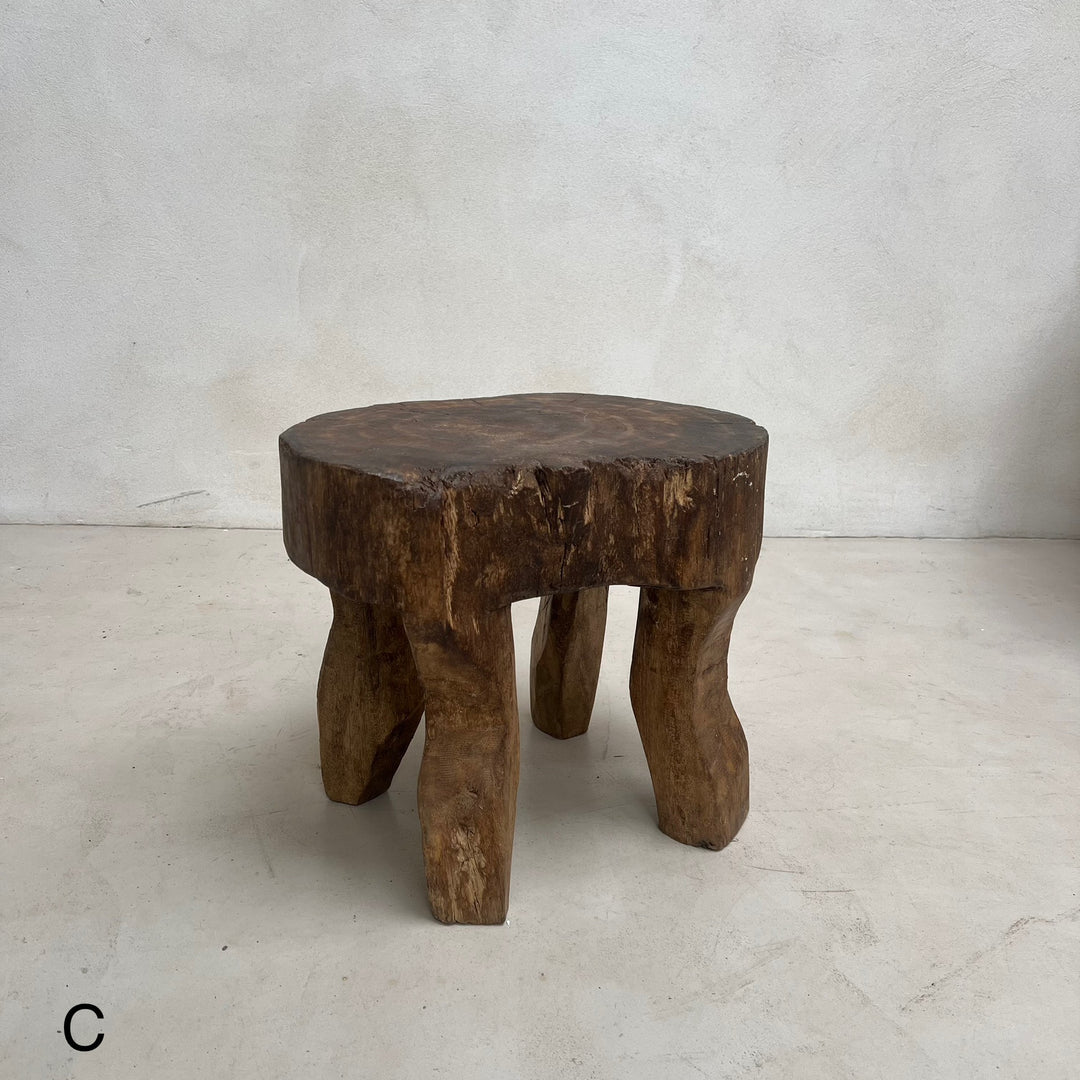Antique Hand-carved Dark Wood Stools