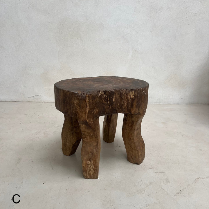 Antique Hand-carved Dark Wood Stools