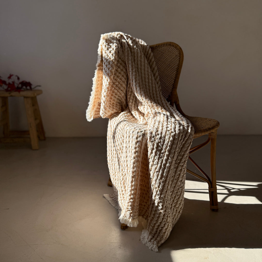 Luxury Waffle Weave Cotton Throw | Gilly