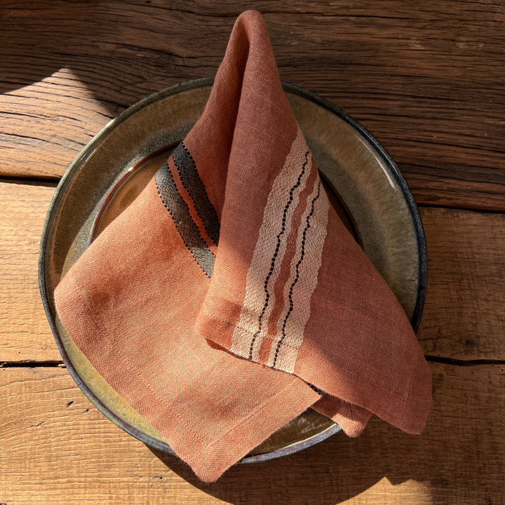 Striped linen napkin Blush & Indigo