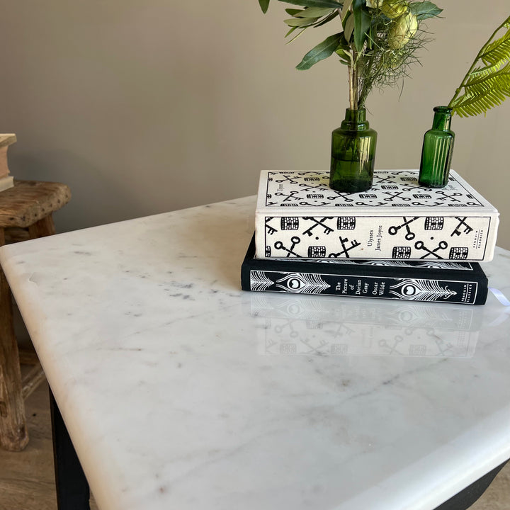 Vintage Polished Marble Top Square Side Table | Caister