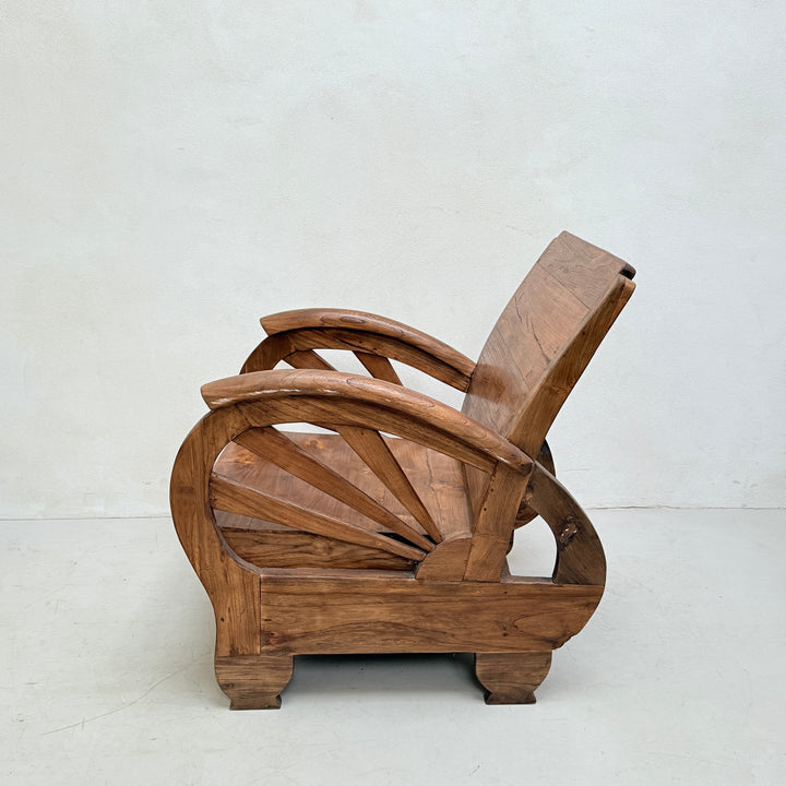 Antique Art Deco Wooden Armchair