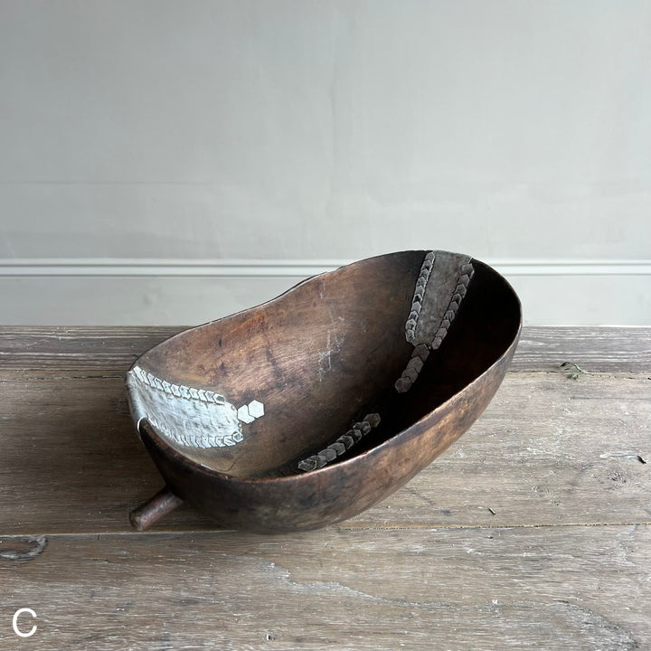 Vintage Rwandan Tutsi Hand Carved Hardwood Scoop Bowl