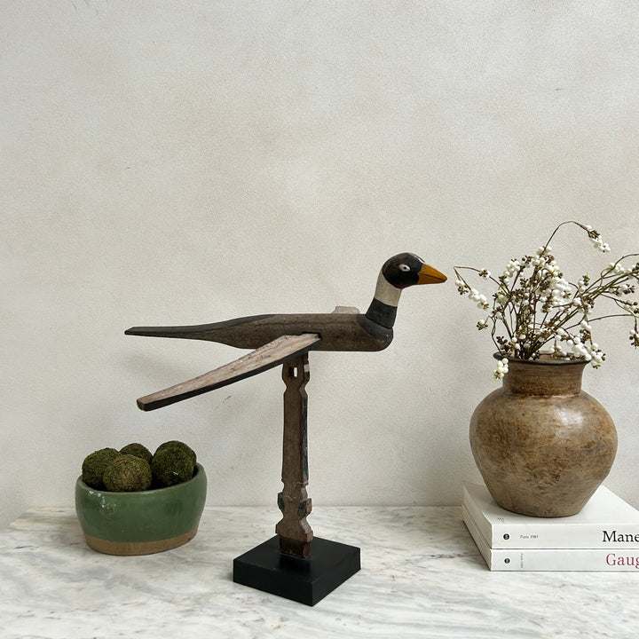 Rustic Wooden Bird On Stand | Panuta