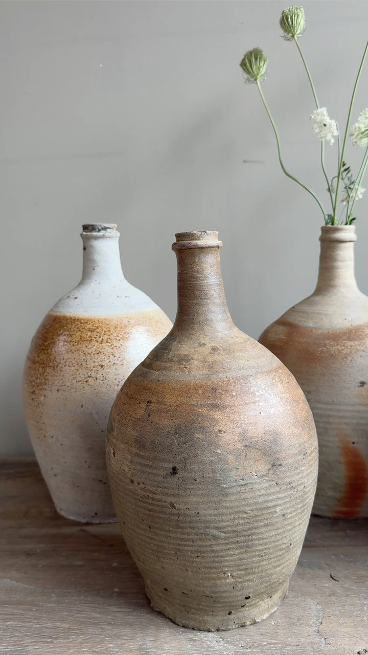 Antique French Provincial Stoneware Storage Bottle