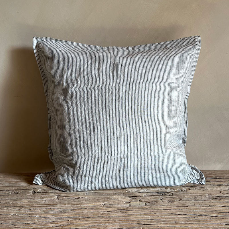 Pinstripe linen cushion 50cm