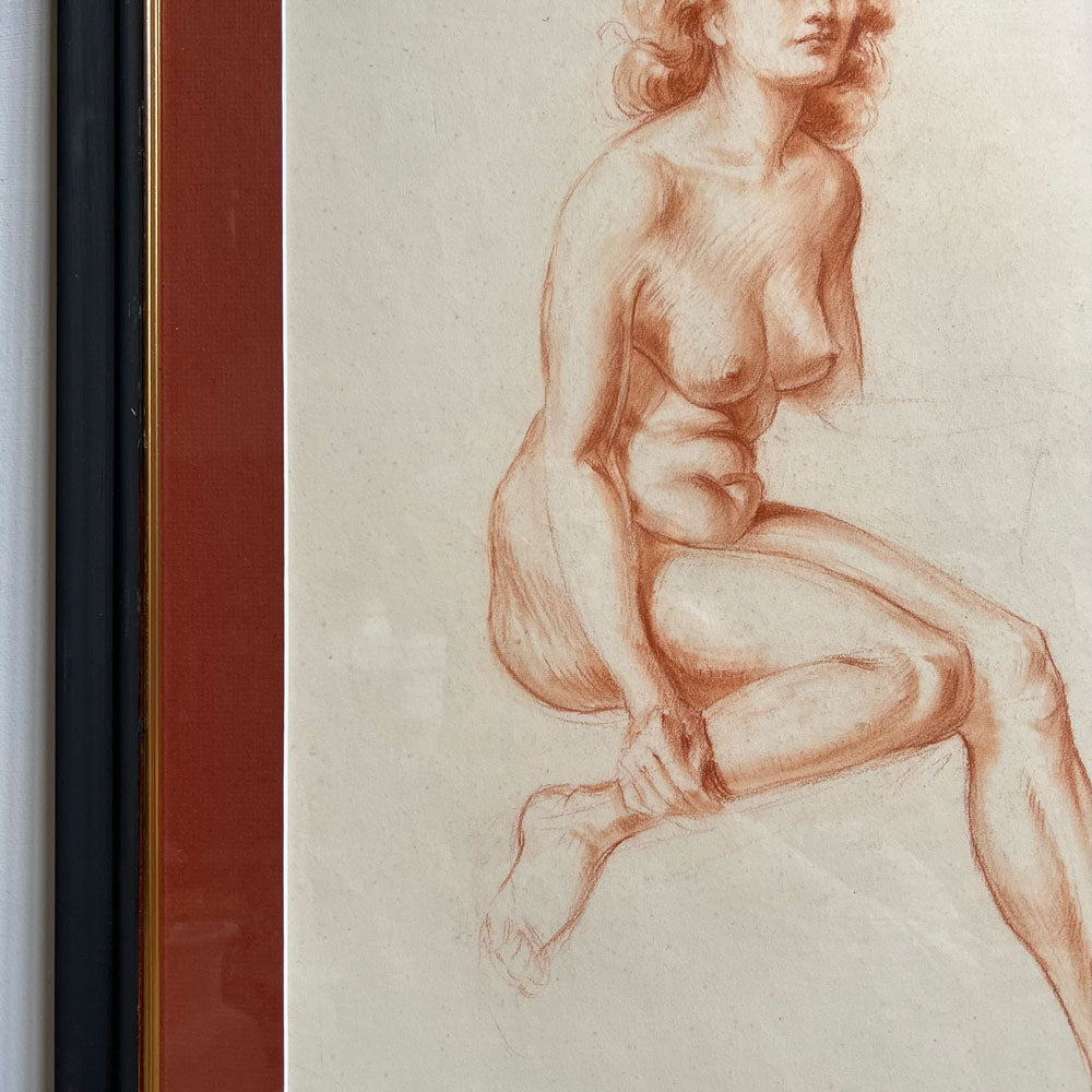 Vintage Nude Pencil Drawing Susan