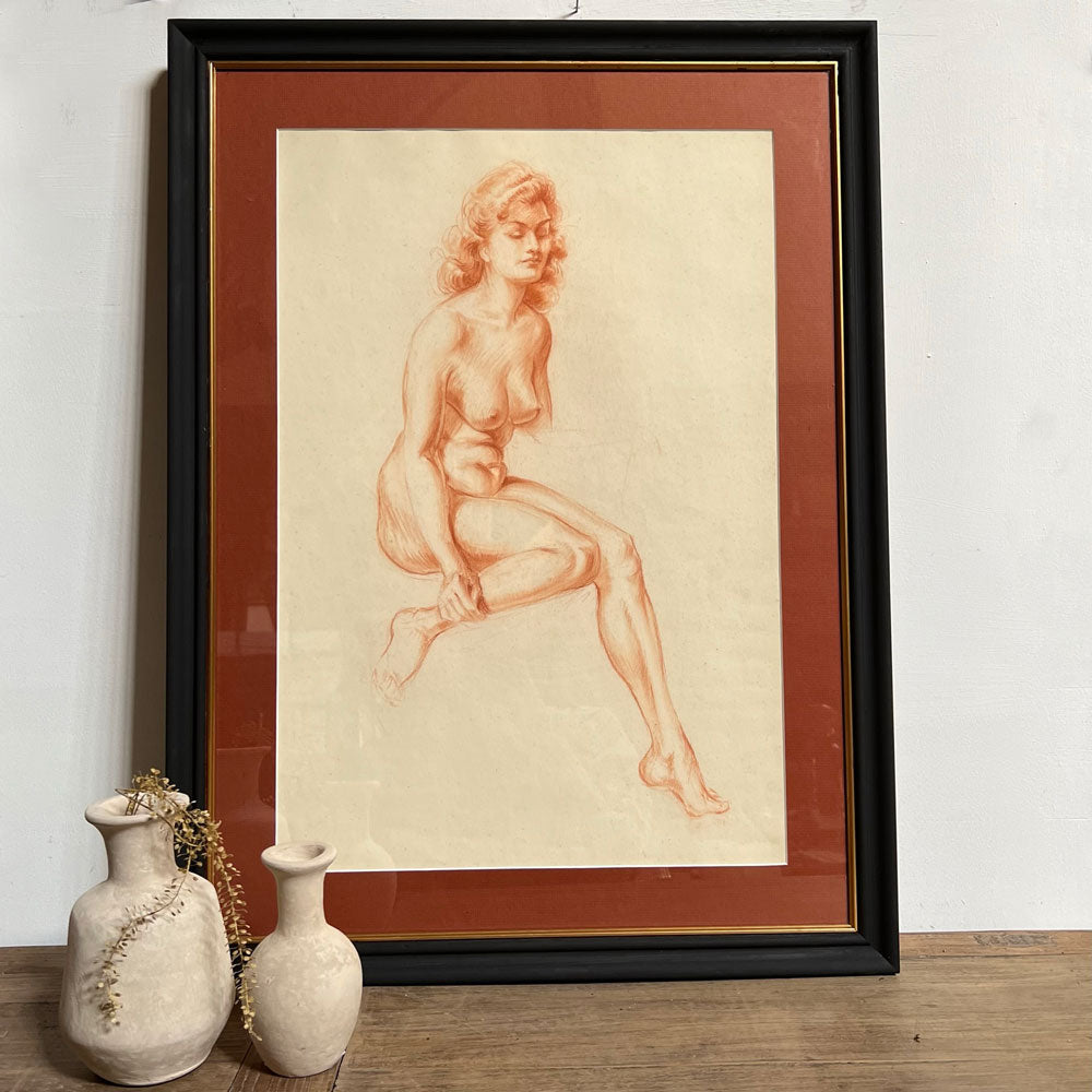 Vintage Nude Pencil Drawing Susan