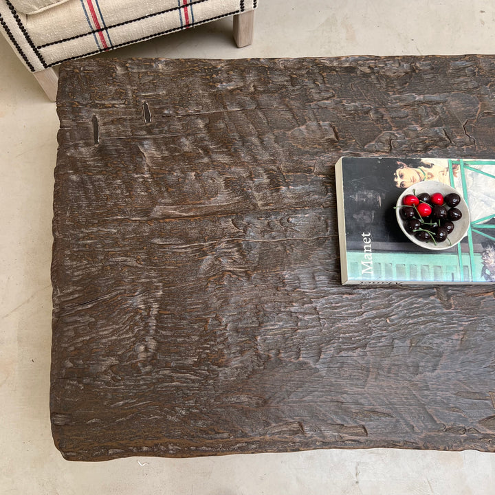 Petra Reclaimed Dark Elm Coffee Table | Rustic Solid Wood