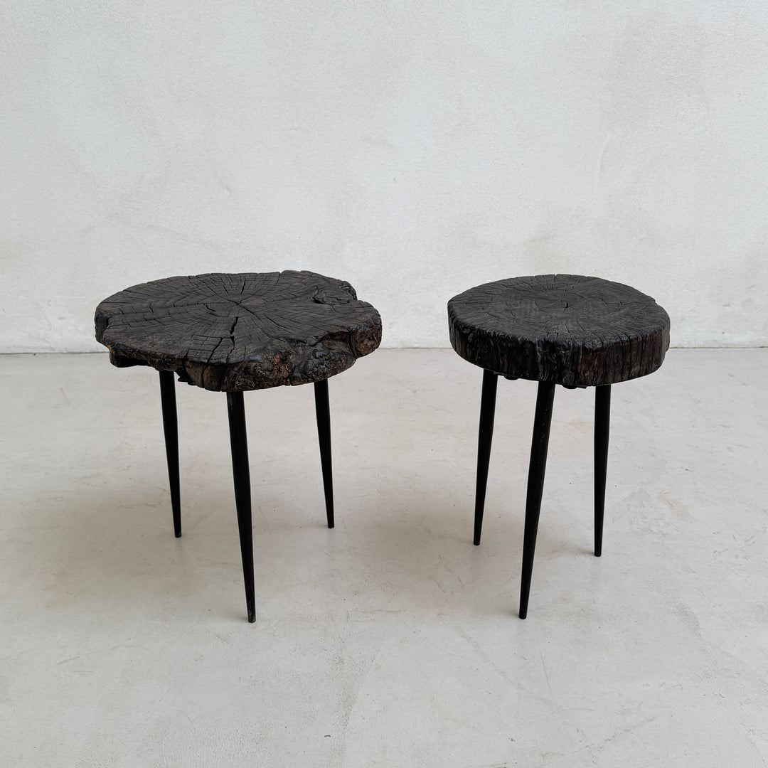 Pair of small burr walnut side tables
