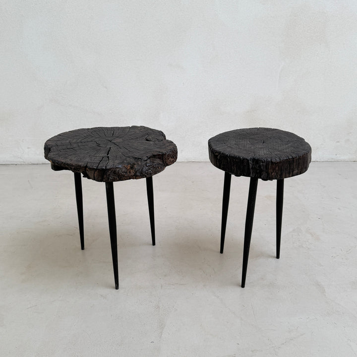 Pair of small burr walnut side tables