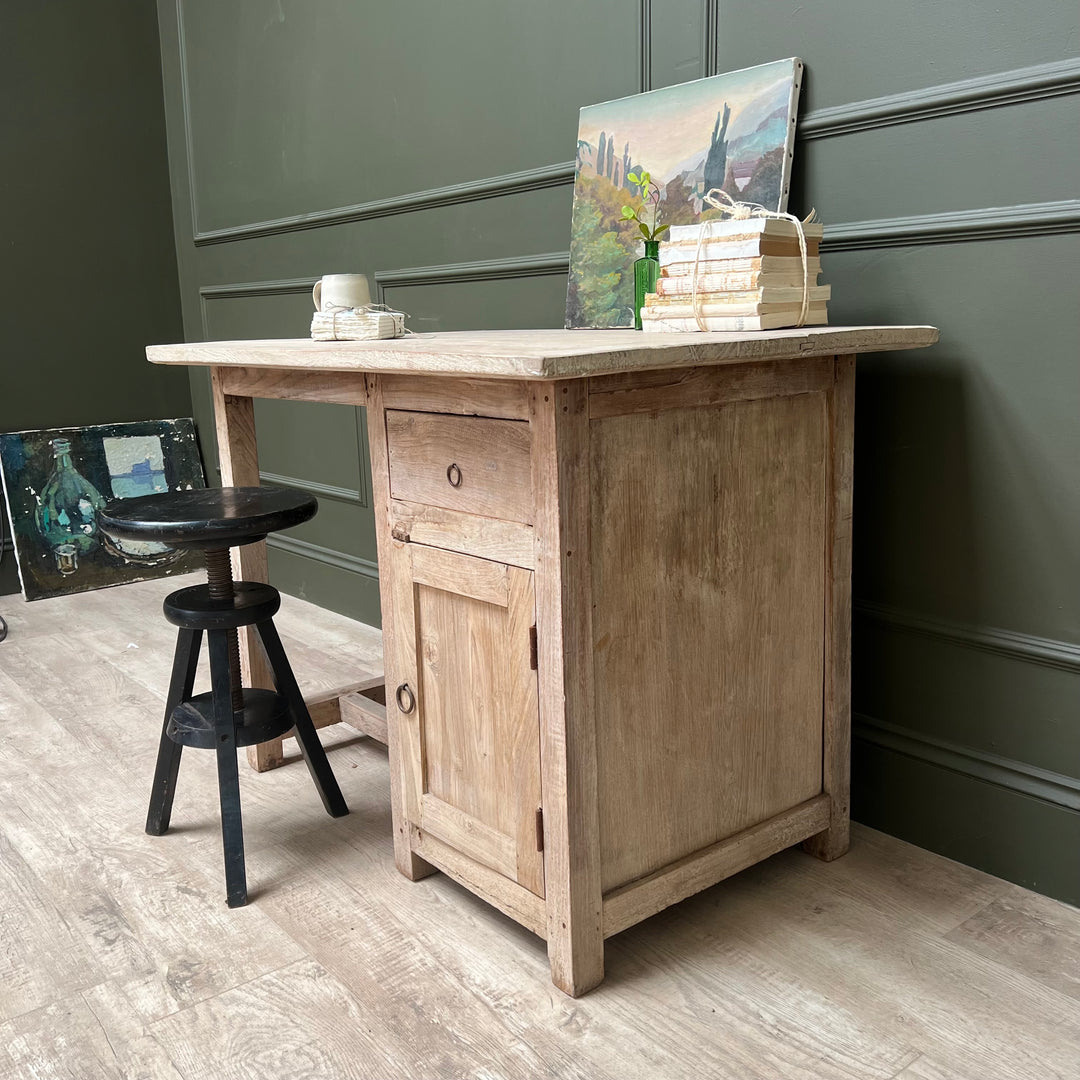 Vintage Pale Wood Desk | Elise