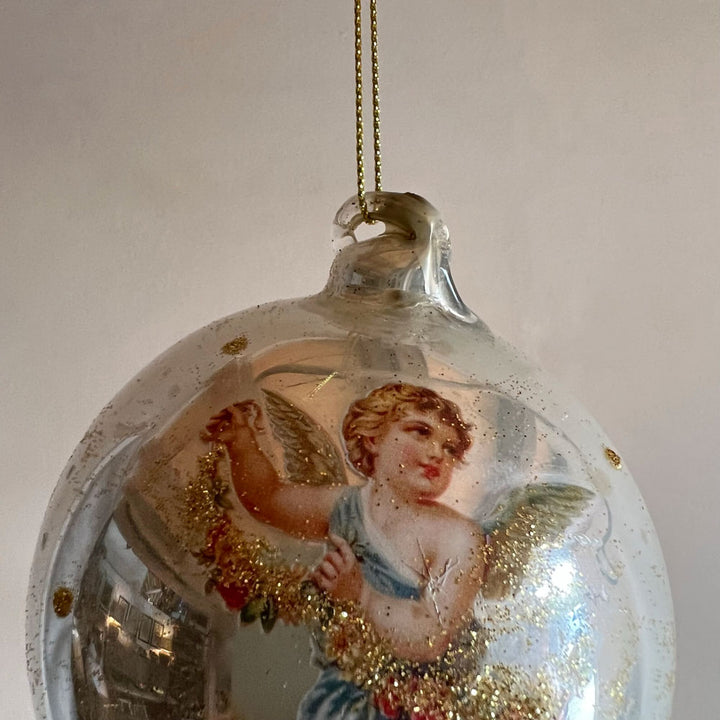 Glass pearl finish bauble | Angel