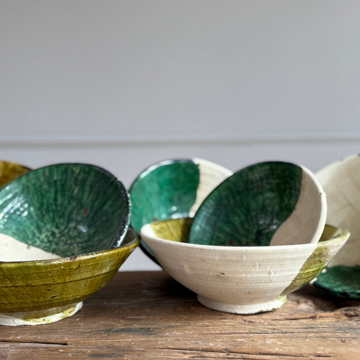 Moroccan Bowl Green Glazed | Natural Unglazed