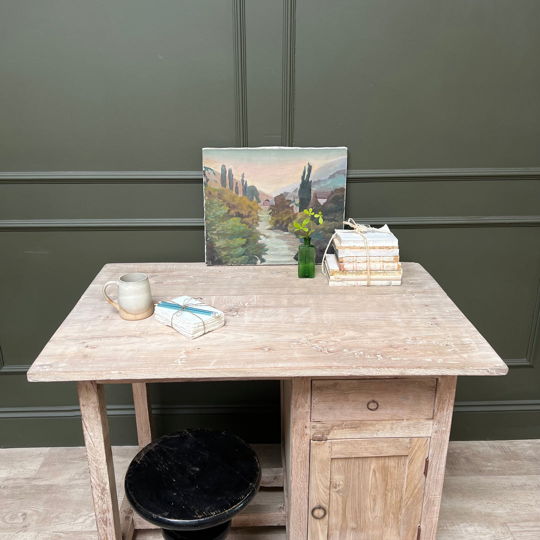 Vintage Pale Wood Desk | Elise