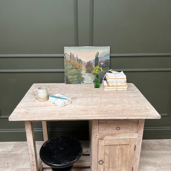 Vintage Pale Wood Desk | Elise