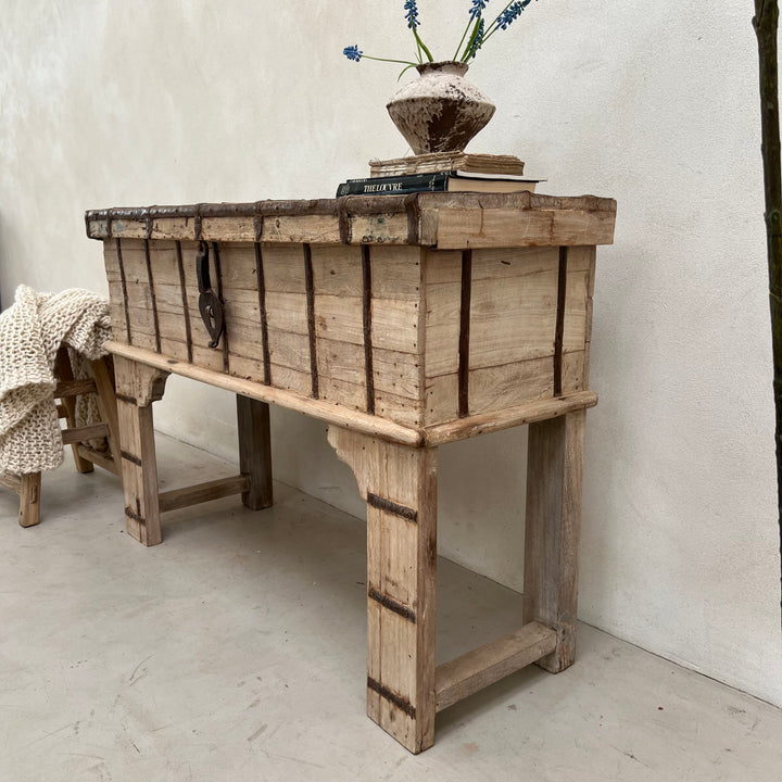 White Washed Teak Lift-Top Console Table | Neilah