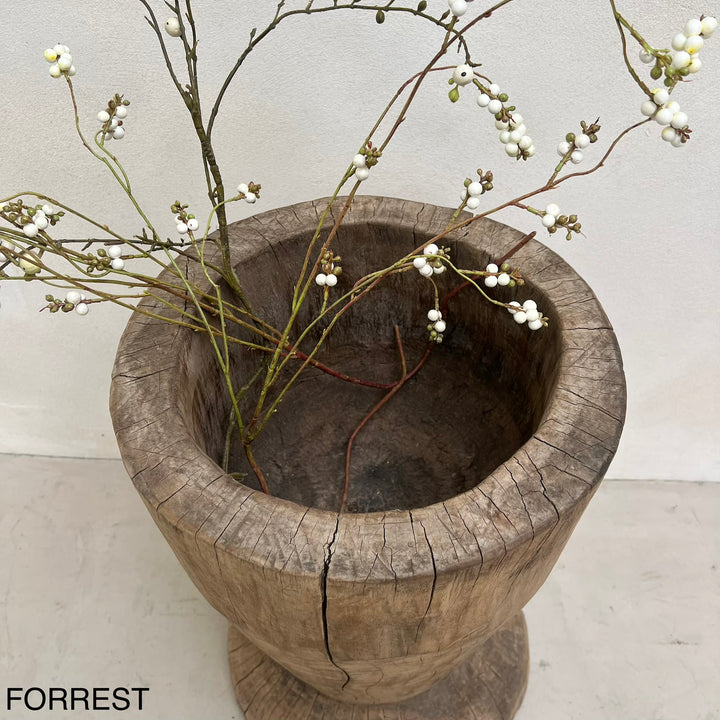 XL Antique Rustic Wooden Mortar