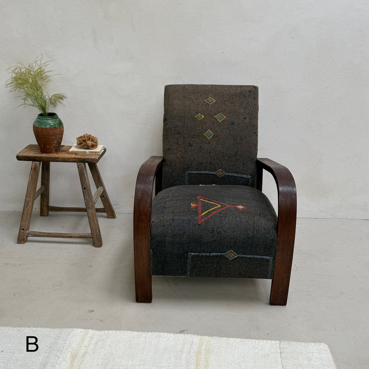 Antique Handwoven Kilim Armchair