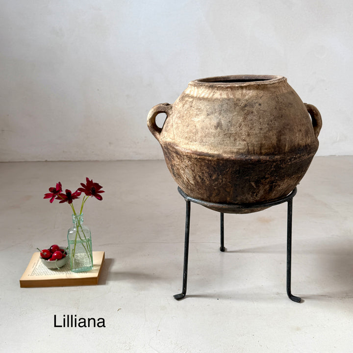 Antique Moroccan Berber Terracotta Cooking Pot on Stand