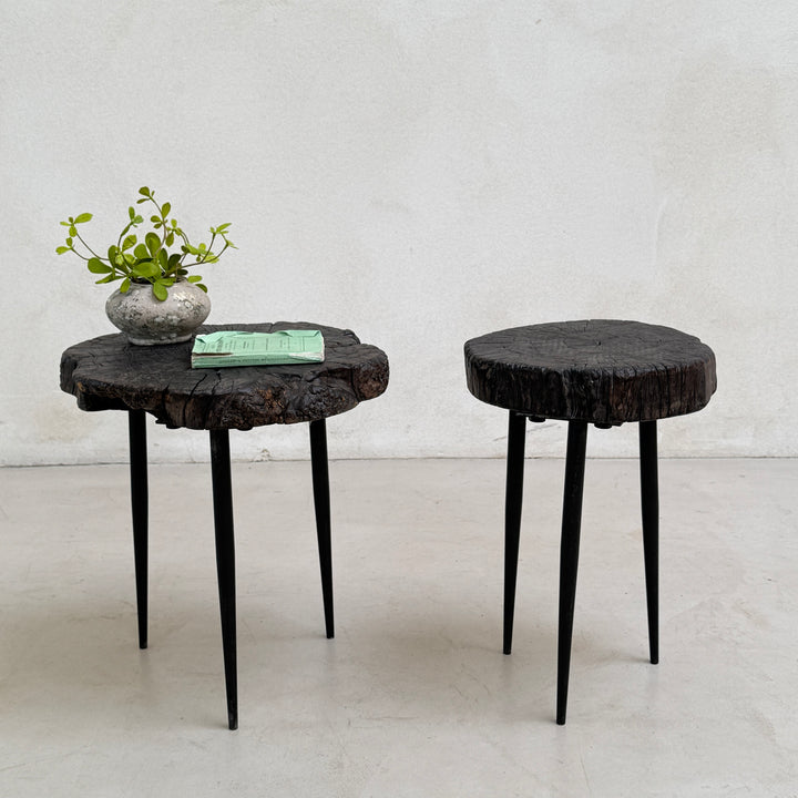 Pair of small burr walnut side tables