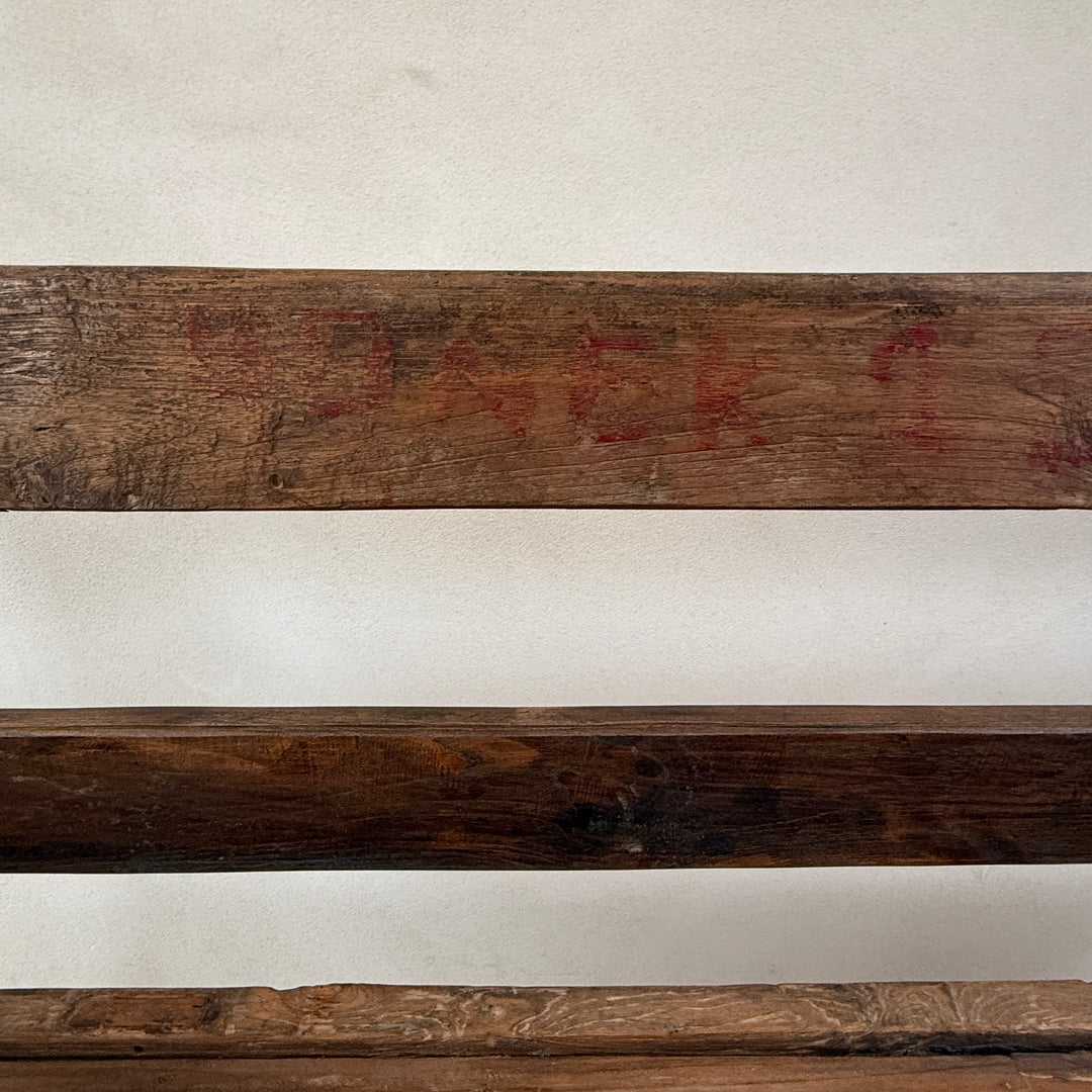 Large antique hand carved wooden bench