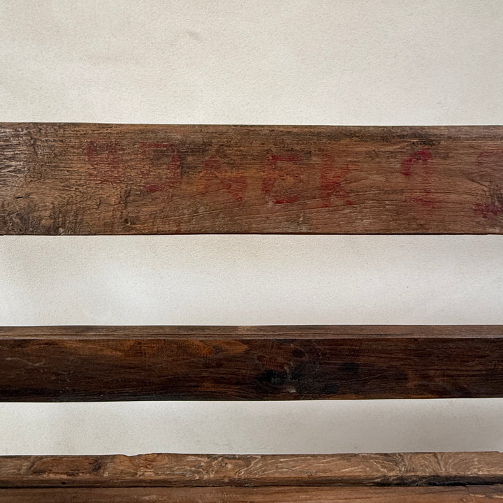 Large antique hand carved wooden bench