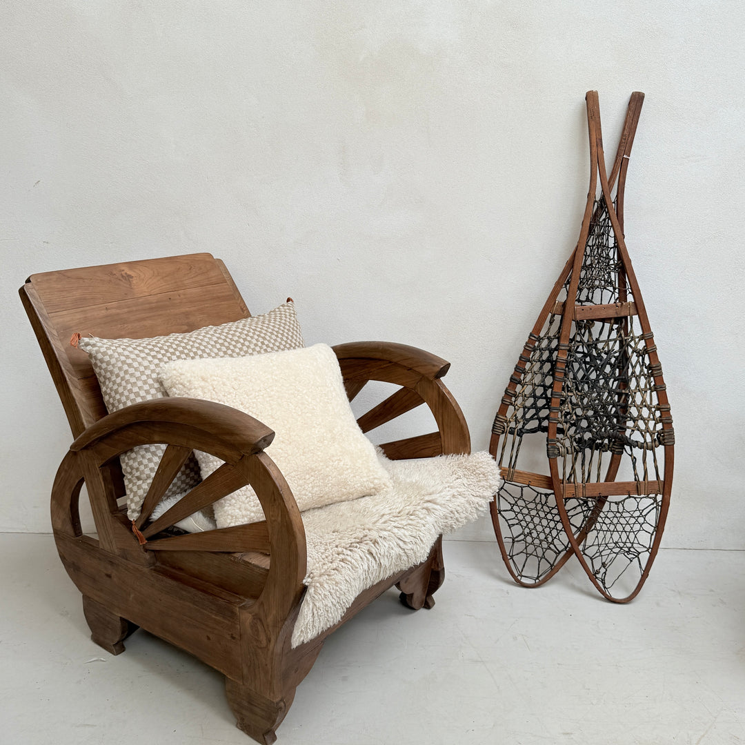 Antique Wooden and Leather Snowshoes