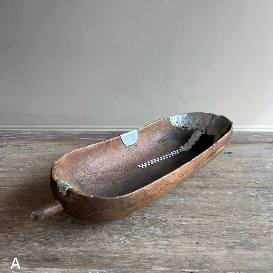 Vintage Rwandan Tutsi Hand Carved Hardwood Scoop Bowl