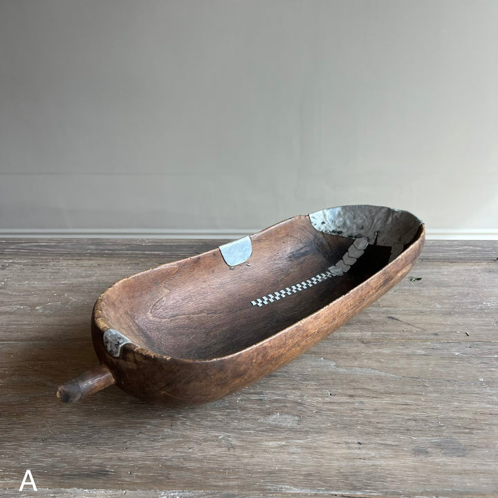 Vintage Rwandan Tutsi Hand Carved Hardwood Scoop Bowl