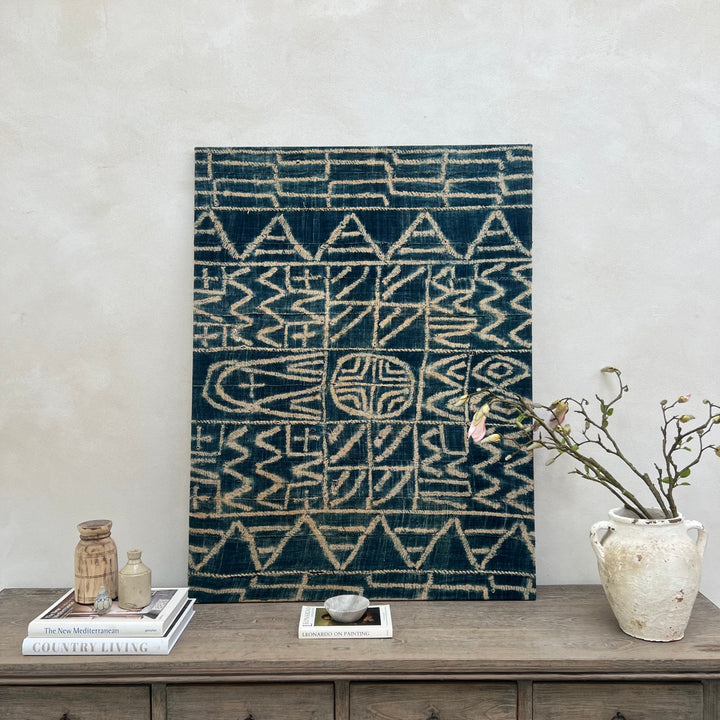 Antique Tribal Indigo Textile Artwork | 120 X 90