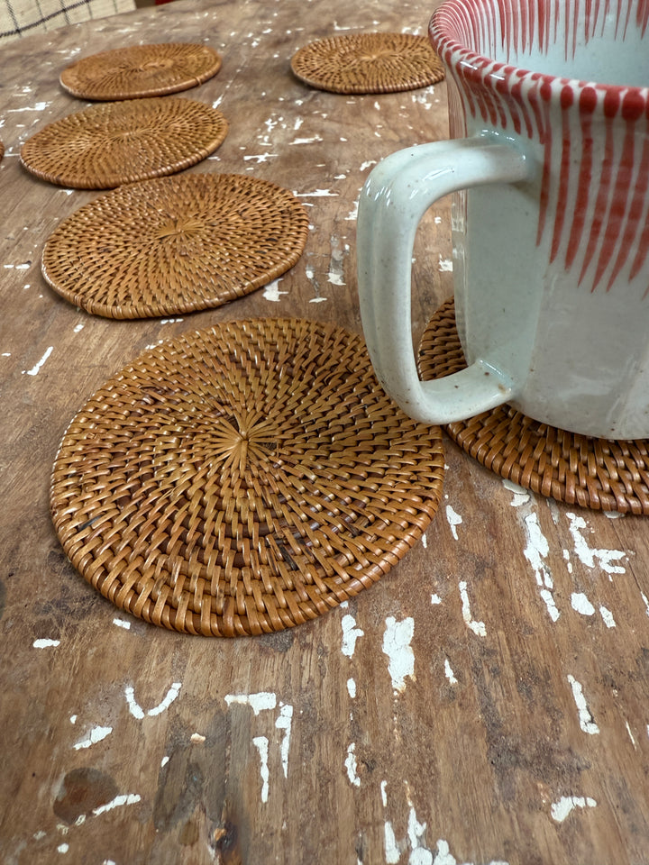 Hand woven coaster fine rattan coaster