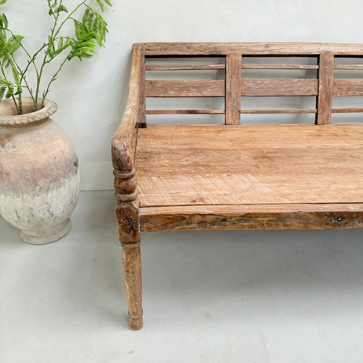 Large antique hand carved wooden Daybed Bench | Sebastian