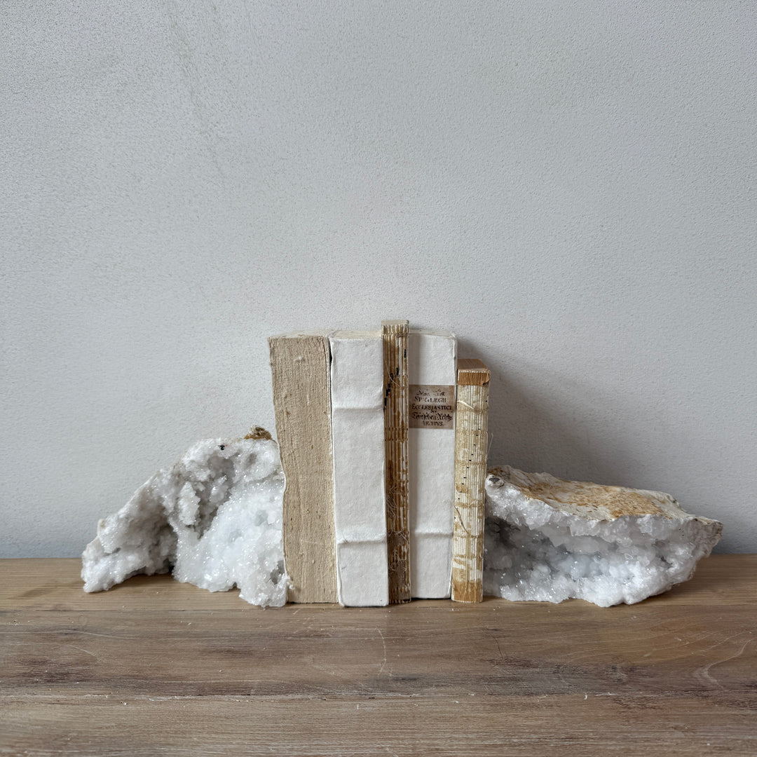 Geode limestone & crystal bookend pair