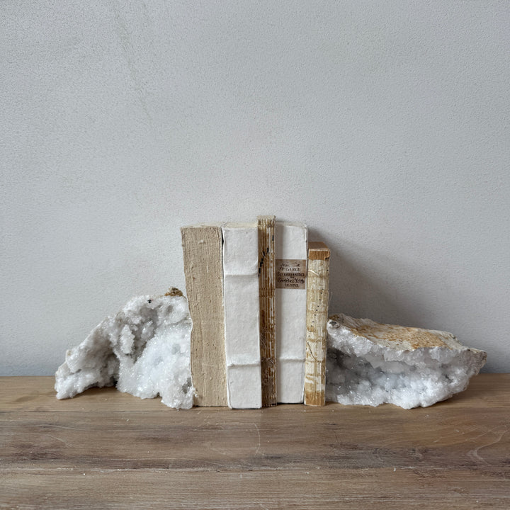 Geode limestone & crystal bookend pair